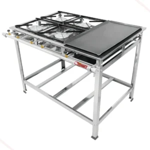Fogão INOX430 Com Chapa Industrial 4 Boca Caulim P7 Alta Pressão Chapa Brinde Cor Cinza/grafite Cozinha Gourmet É Bom VEJA AQUI Se Compensa Comprar