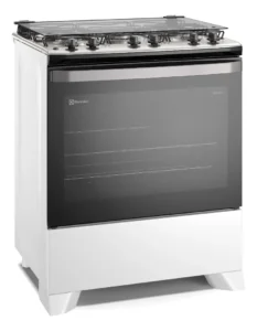 Fogão 5 bocas Electrolux Branco Efficient com Mesa Inox PerfectCook e VaporBake (FE5IB) É Bom VEJA AQUI Se Compensa Comprar
