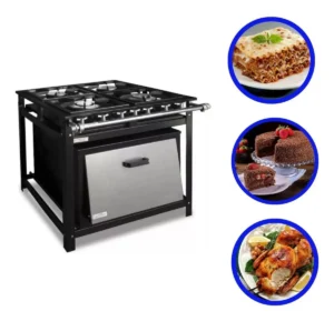 Fogão 4 Bocas Industrial Baixa Pressão Com Forno Porta Inox De 60 Litros Da Cristal Aço Com Perfil 5 E Grelha 30x30 Cm É Bom VEJA AQUI Se Compensa Comprar